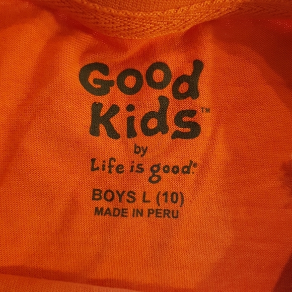 Life Is Good boys size 10 Orange soccer short sleeved shirt, New - Picture 2 of 4
